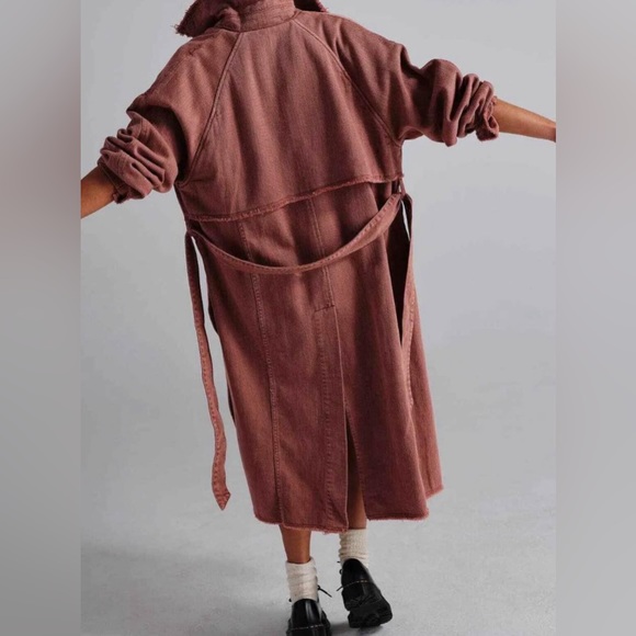 NWOT- Free People "Kelly" Freyed Edging Belted Trench Coat -Size XS/S - Picture 2 of 6